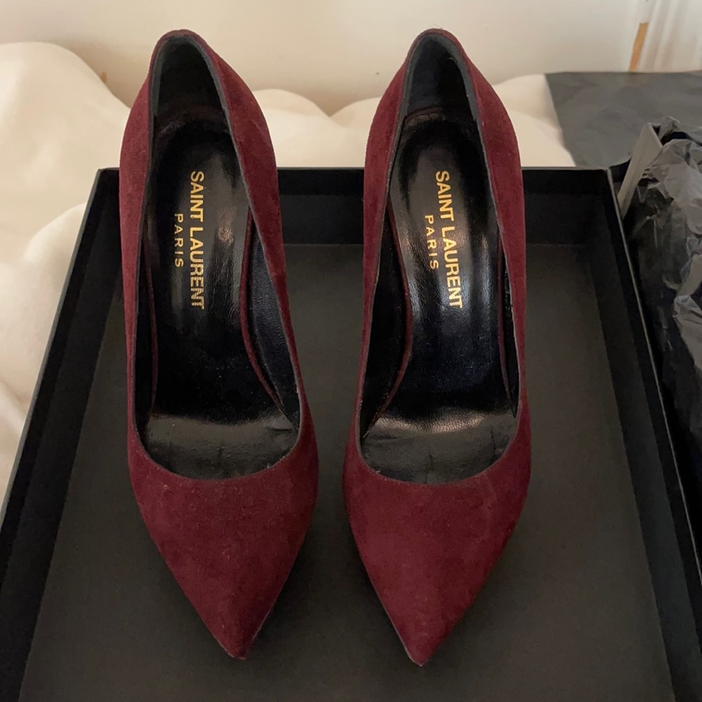 Saint Laurent maroon suede Janis 105 pump size 35